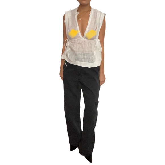 FREE PEOPLE ONE Flowy Empire Waist Top with Off the Shoulder Sleeves - Picture 13 of 13